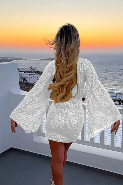 Sequins Flare Sleeve Dress