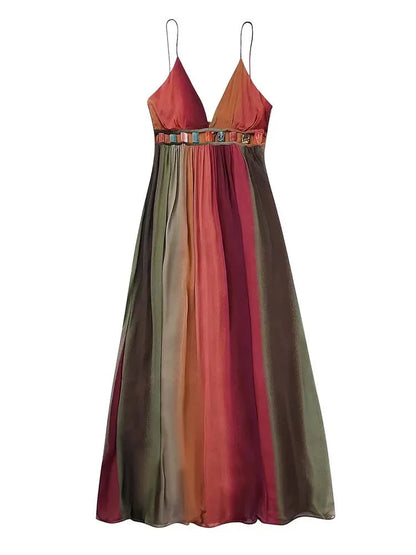 Backless Chiffon Beach Sling Maxi Dress