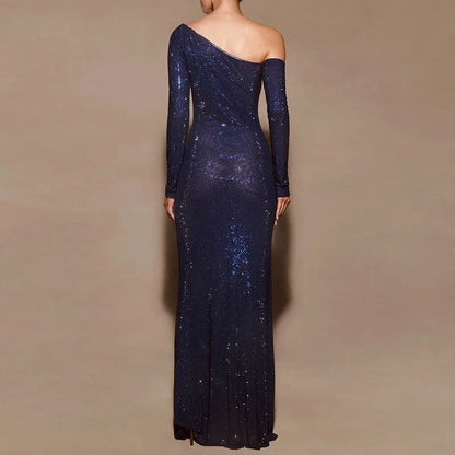 Sheer Mesh Sequin Banquet Party Dress