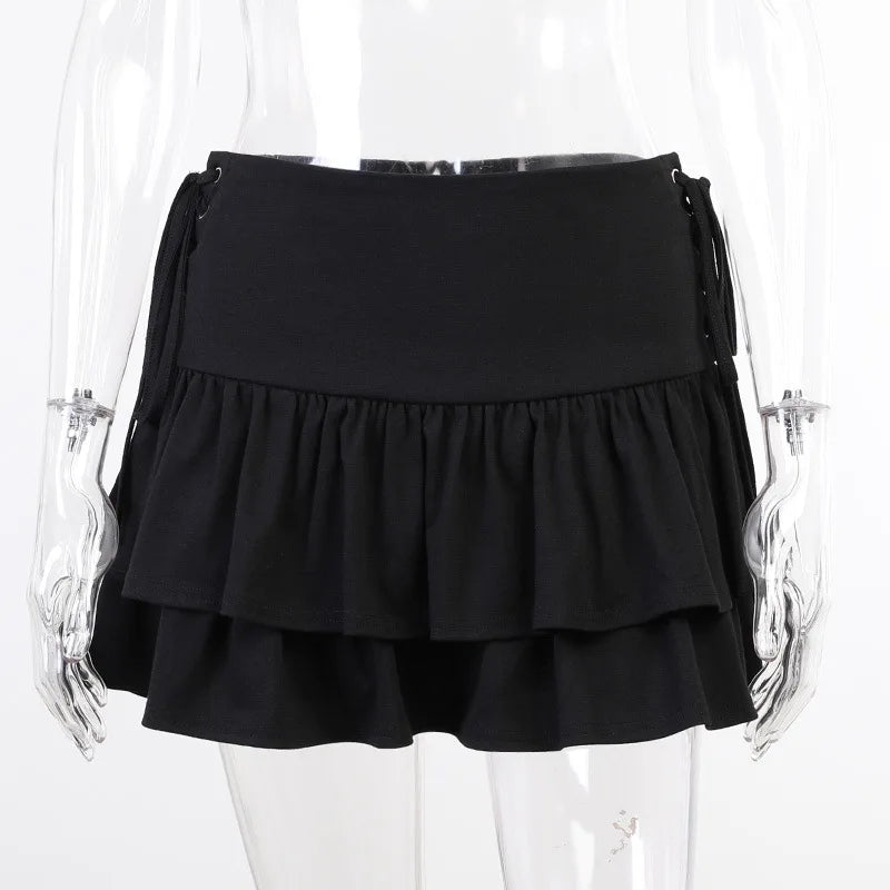 Sexy Japanese Harajuku Girls Sweet Lace Plaid High Waist Pleated Gothic Cute Skirt