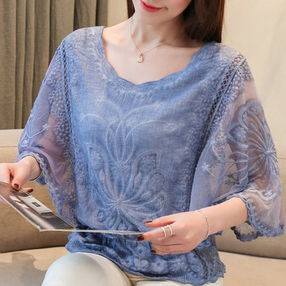 Sweet Spring Lace Fashion and Women's Warm-Season Out Hollow 2024 White Blouse Top