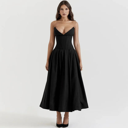 Adriana Midi A-Line Charming Strapless Corset Dress