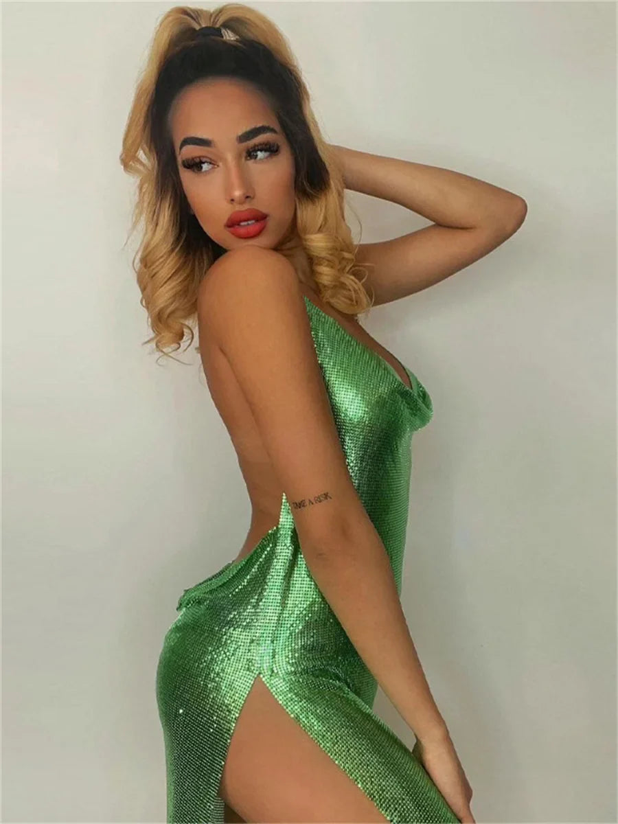 Glitter Backless Bodycon Mini Dress