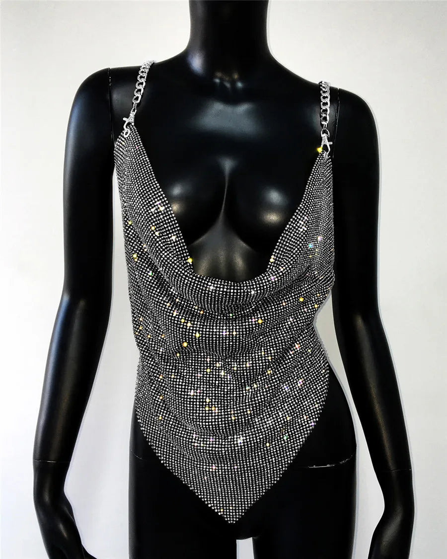 Rhinestone Grid Fishnet Party Dress