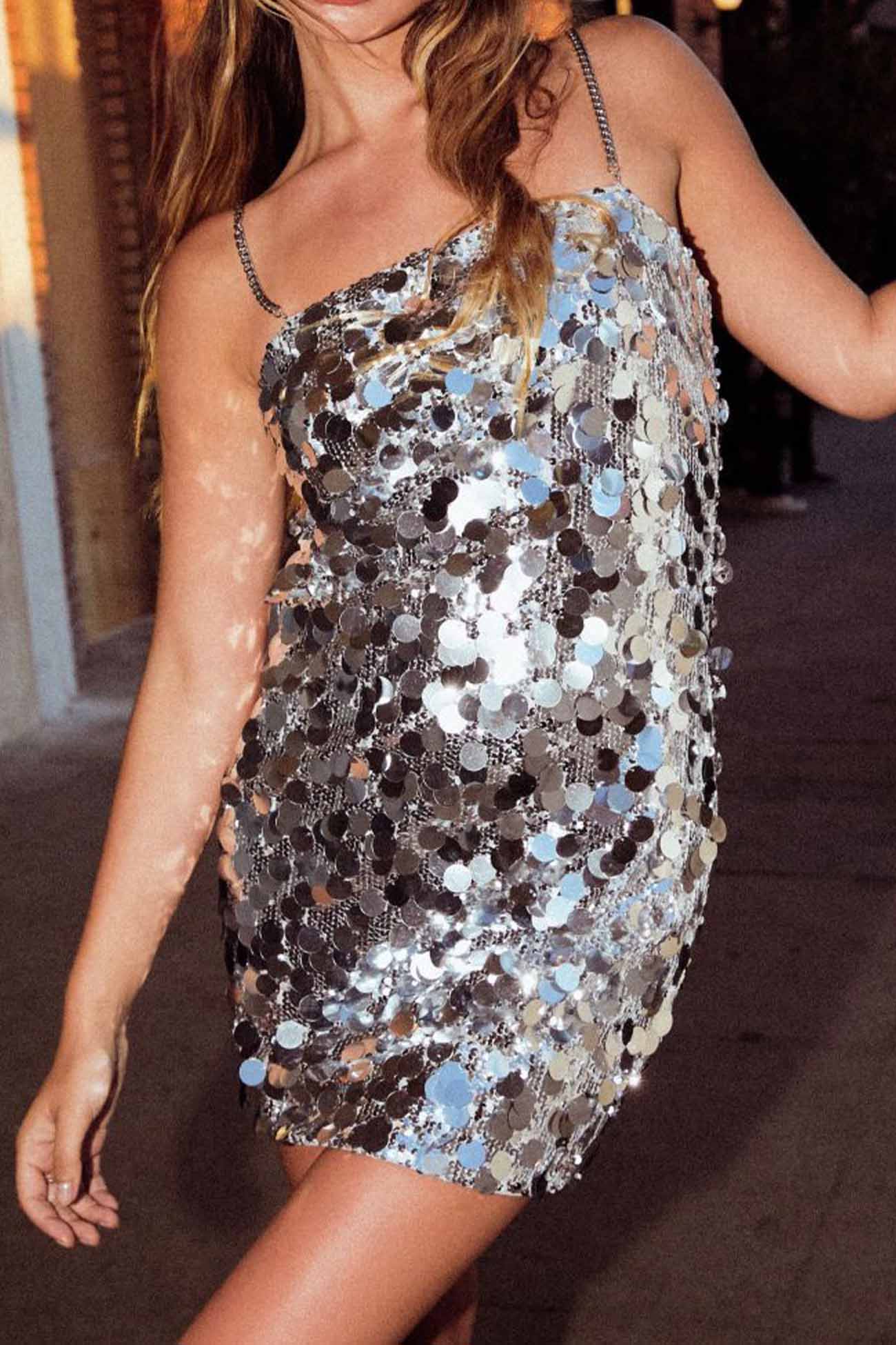 Sequin Sleeveless Chain Mini Dress