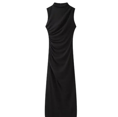 Solid Chic High Waisted Sexy Rear Split Office Lady Commuting Midi Dress