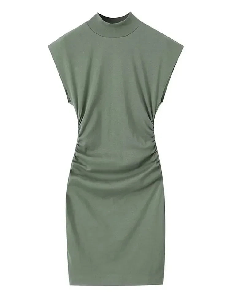 Solid Chic High Waisted Sexy Rear Split Office Lady Commuting Midi Dress