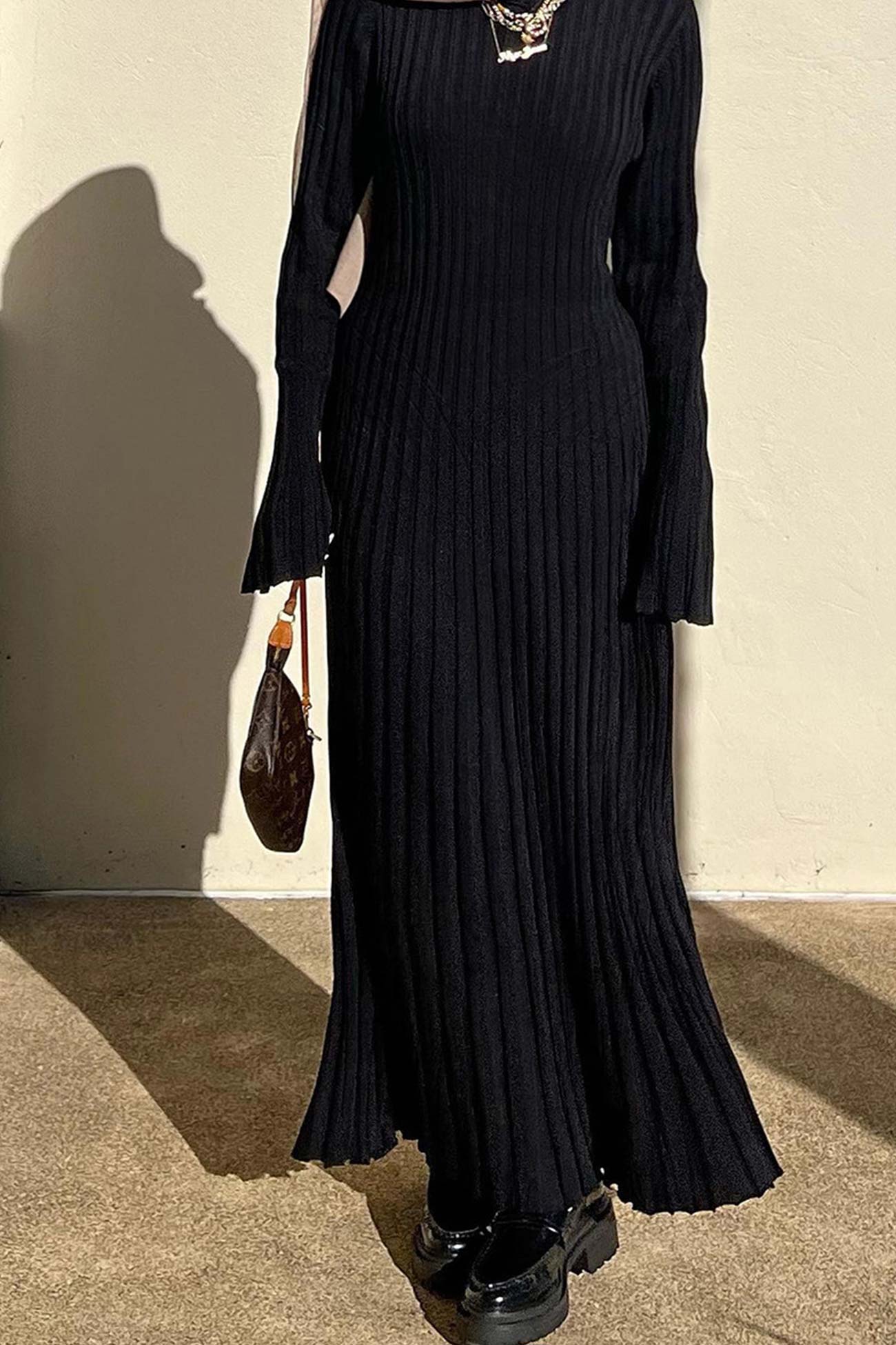 Ribbed Knit Tie-waist Dress