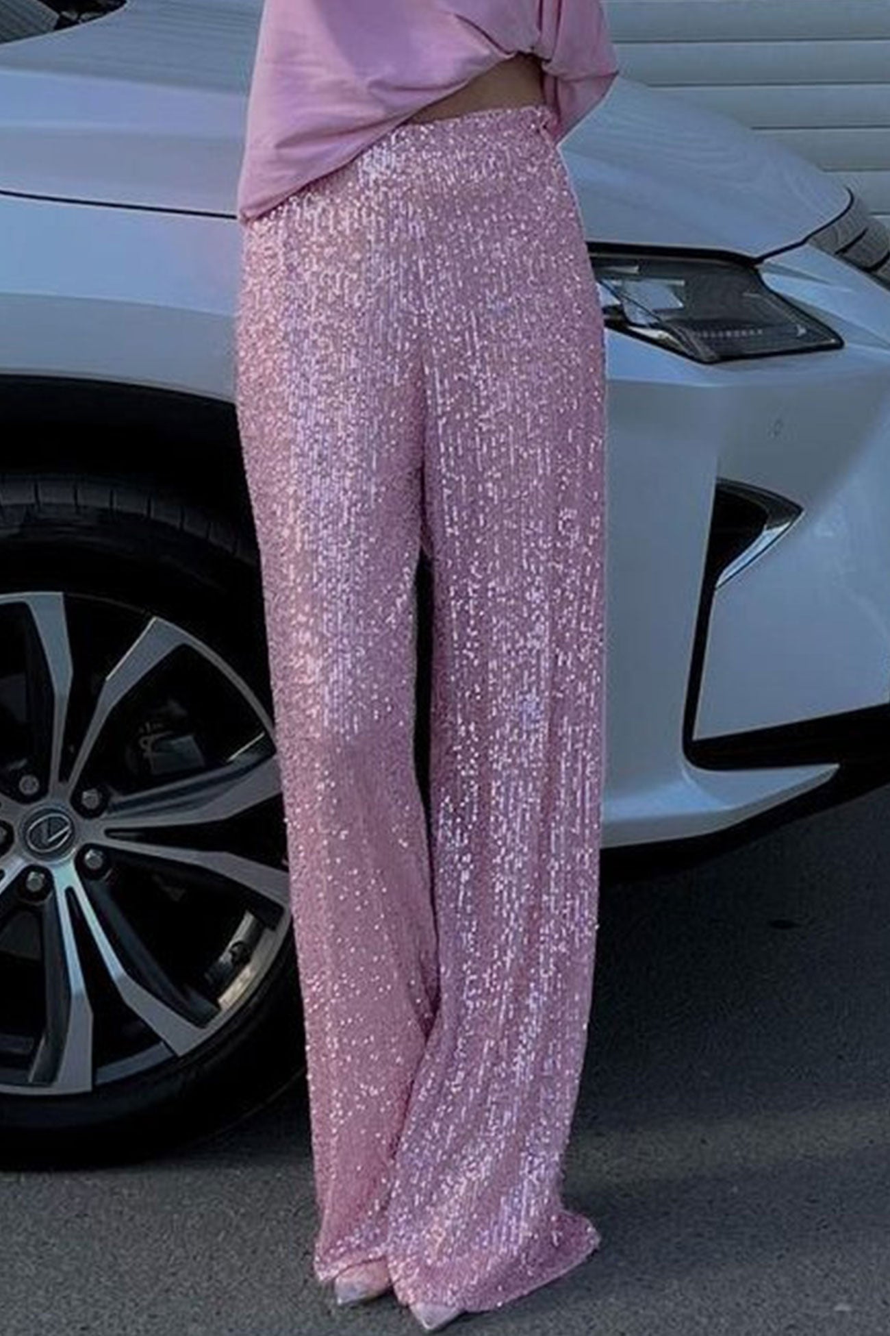 Sequin Long Straight Pants