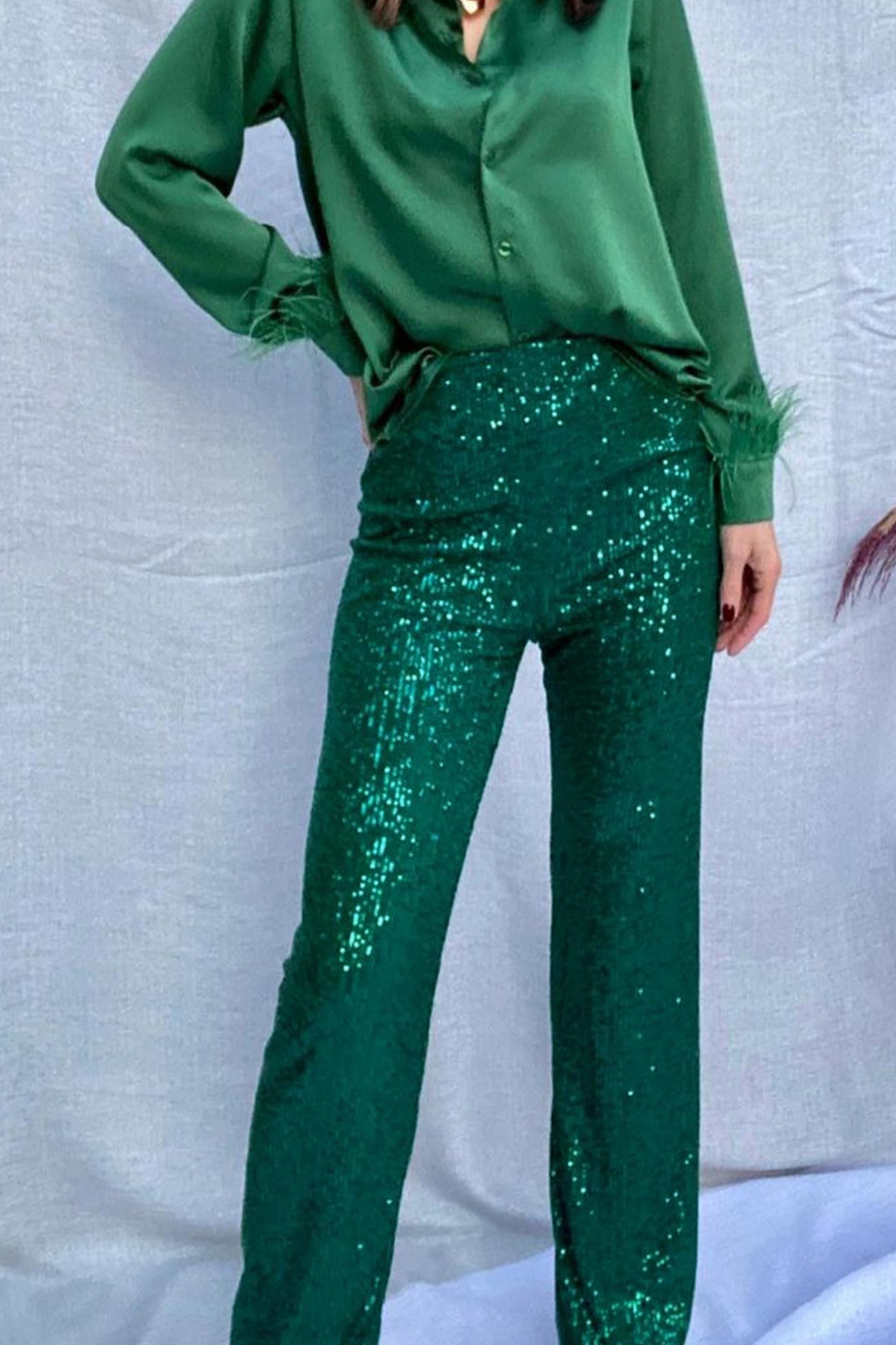 Sequin Long Straight Pants