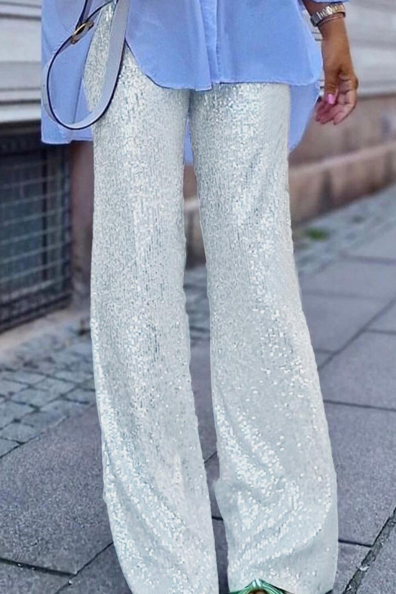 Sequin Long Straight Pants