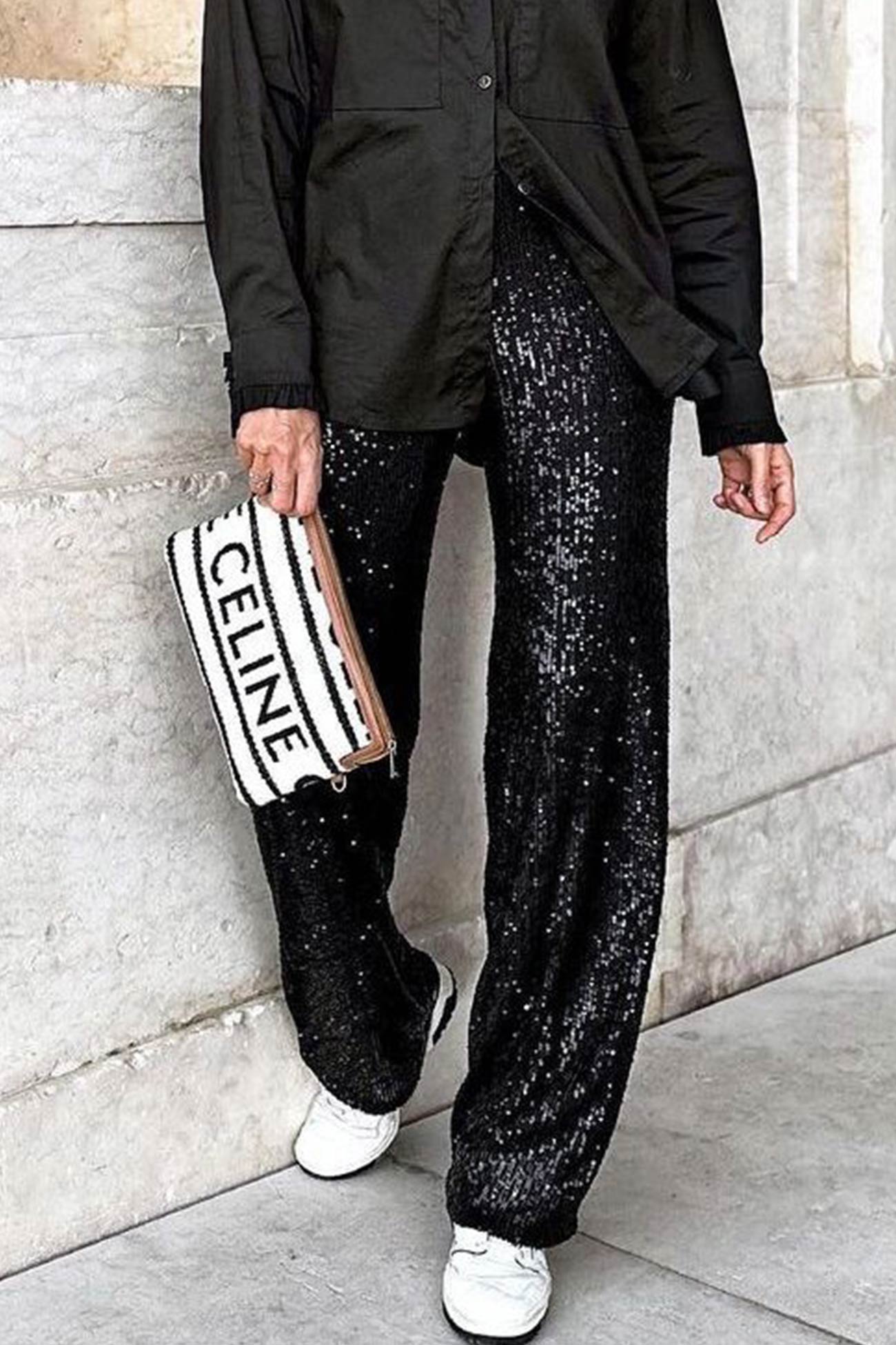 Sequin Long Straight Pants