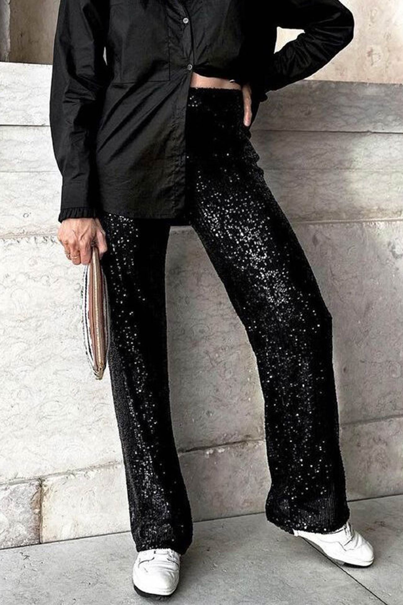 Sequin Long Straight Pants