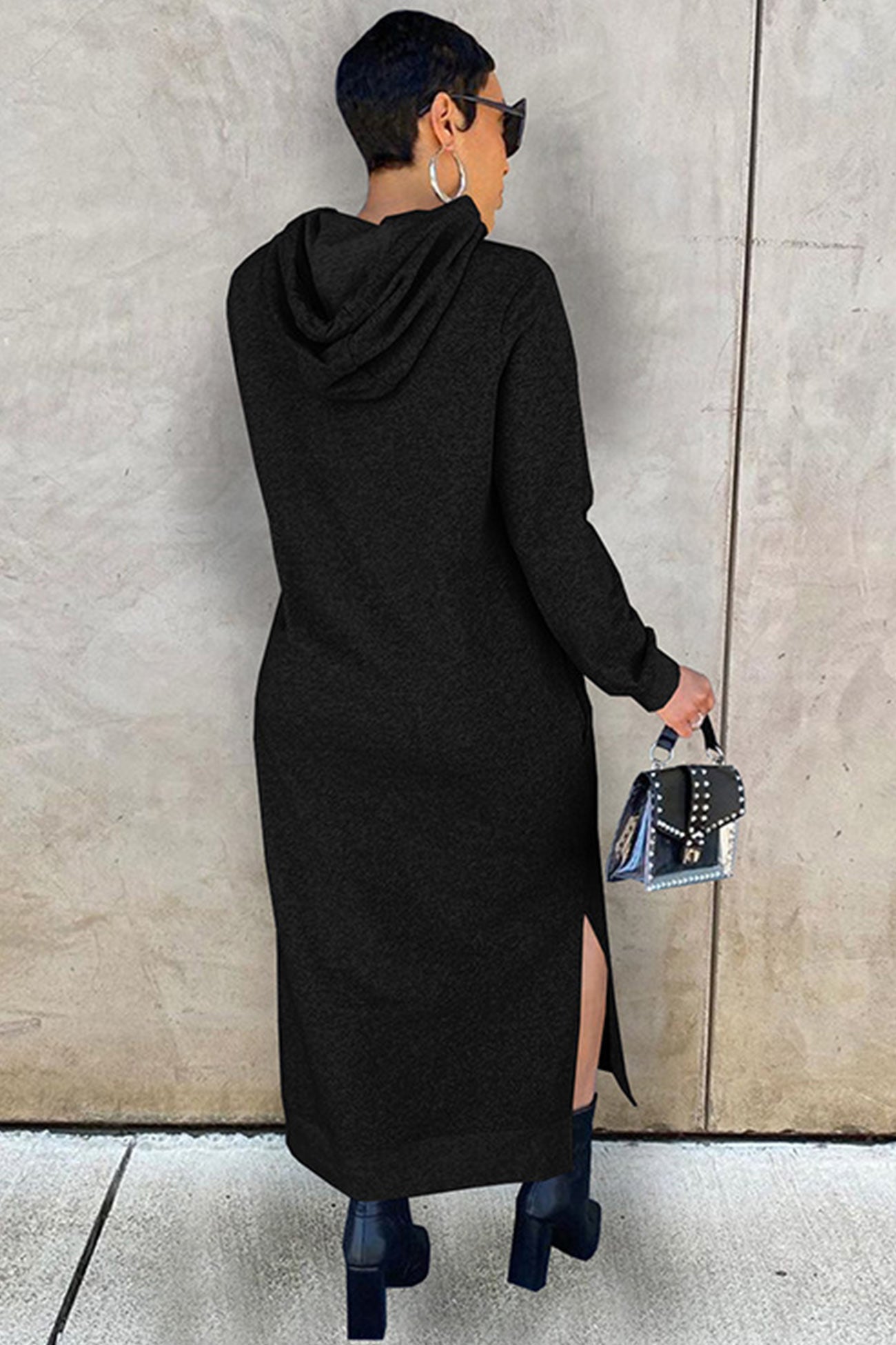 Slit Hem Hoodie Dress