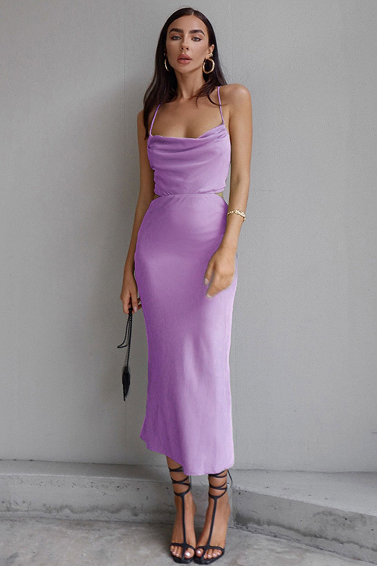 Solid Tie Backless Cami Dress