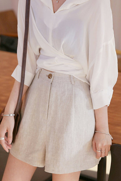 Waist High Linen Shorts