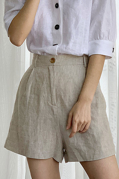 Waist High Linen Shorts