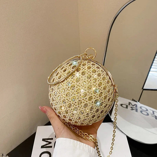 Sparkly Round Shiny Diamond Evening Clutch Bag