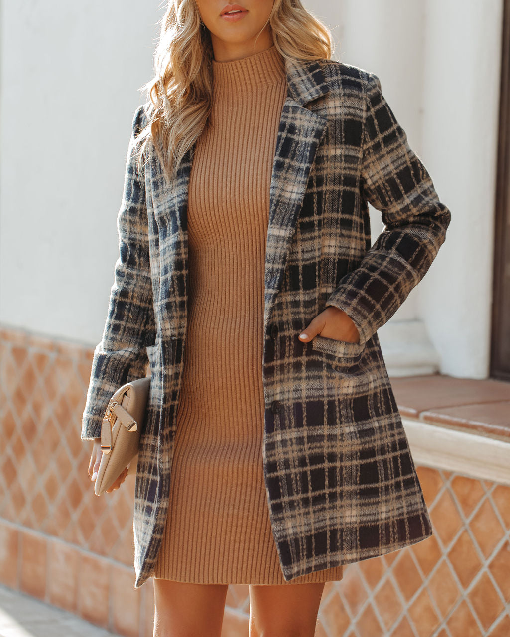 Stan Plaid Coat - Midnight Navy