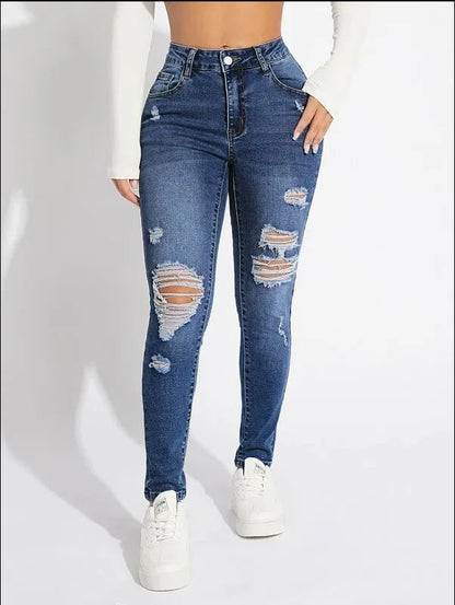 Stretch Skinny High Waist Ripped Butt Lifting Casual Slim Denim Jean