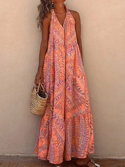 Summer Beach Lady Long Casual Loose Sleeveless Boho Dress