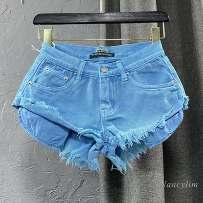 Cosybreezee - Womens Summer Low Waist Denim Shorts