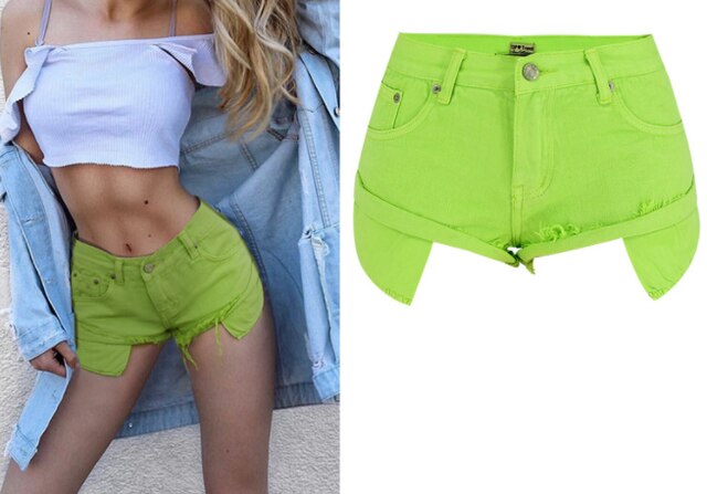 Cosybreezee - Womens Summer Low Waist Denim Shorts