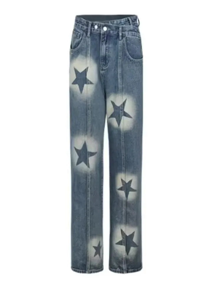 Summer High Waisted Loose Design Niche Irregular Light Colored Wide Leg Straight Women's Jean