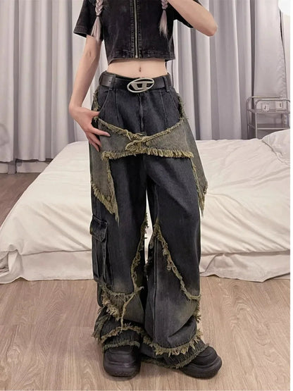 Unique Versatile Straight Leg High Waist Summer Loose Wide Leg Vintage Style Women's Jean