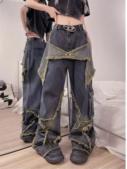 Unique Versatile Straight Leg High Waist Summer Loose Wide Leg Vintage Style Women's Jean