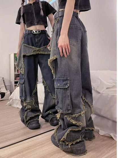 Unique Versatile Straight Leg High Waist Summer Loose Wide Leg Vintage Style Women's Jean