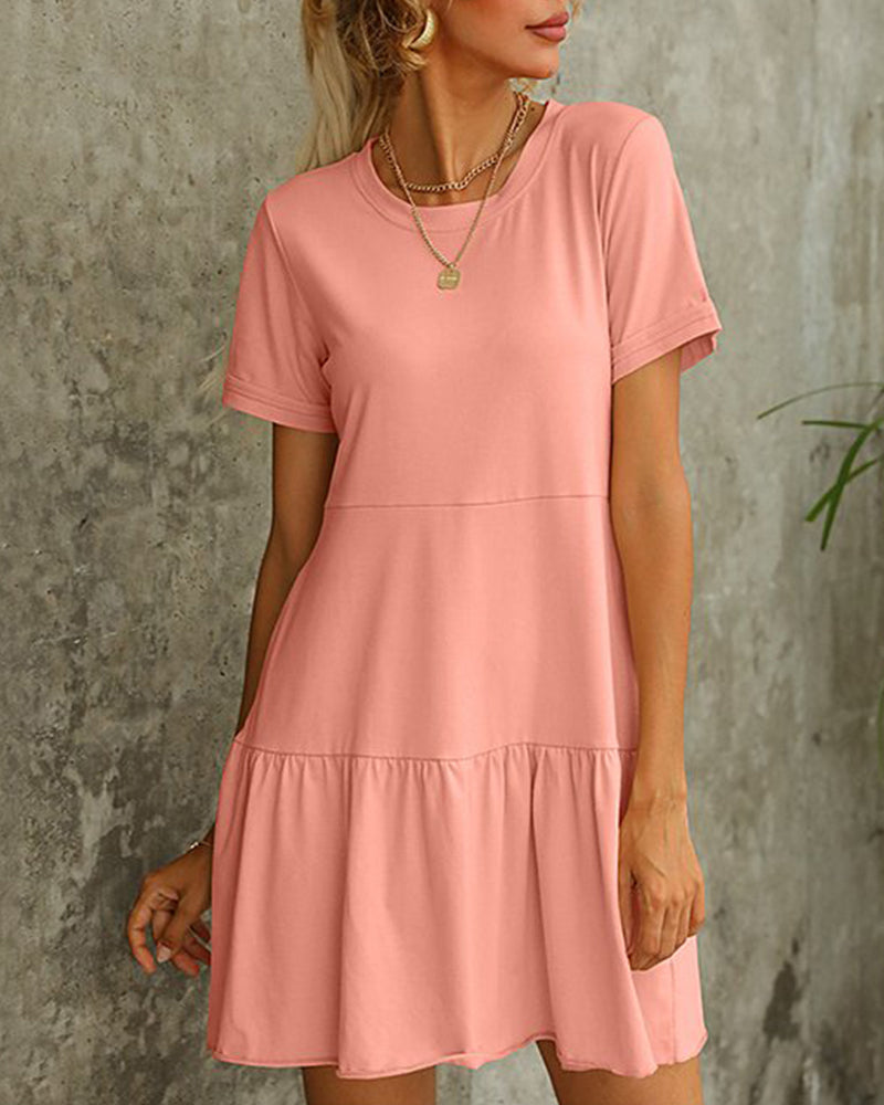 Short sleeve t-shirt dress in solid color