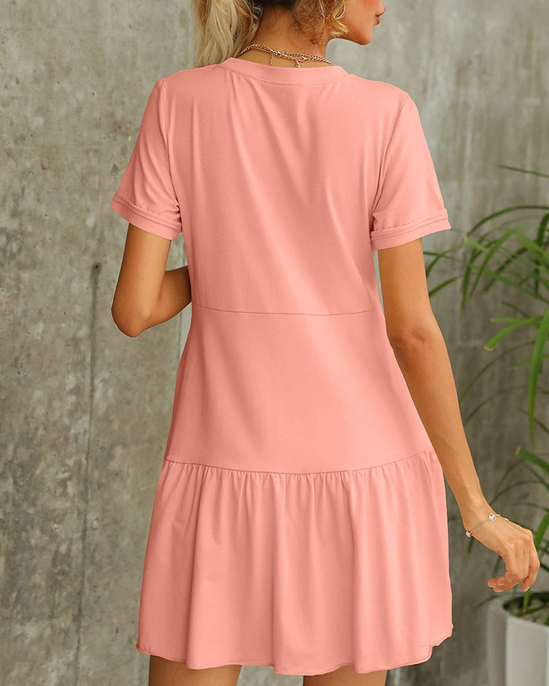 Short sleeve t-shirt dress in solid color