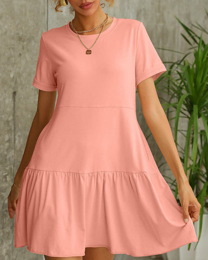 Short sleeve t-shirt dress in solid color