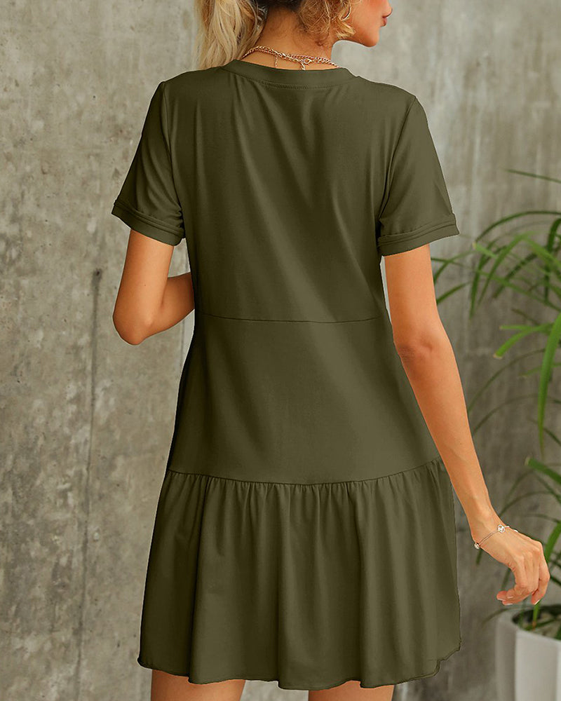 Short sleeve t-shirt dress in solid color