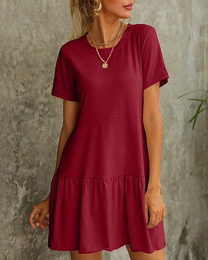 Short sleeve t-shirt dress in solid color