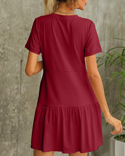 Short sleeve t-shirt dress in solid color