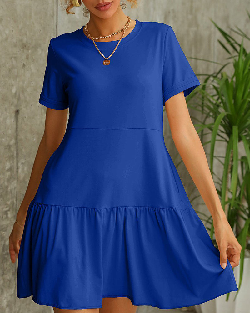 Short sleeve t-shirt dress in solid color