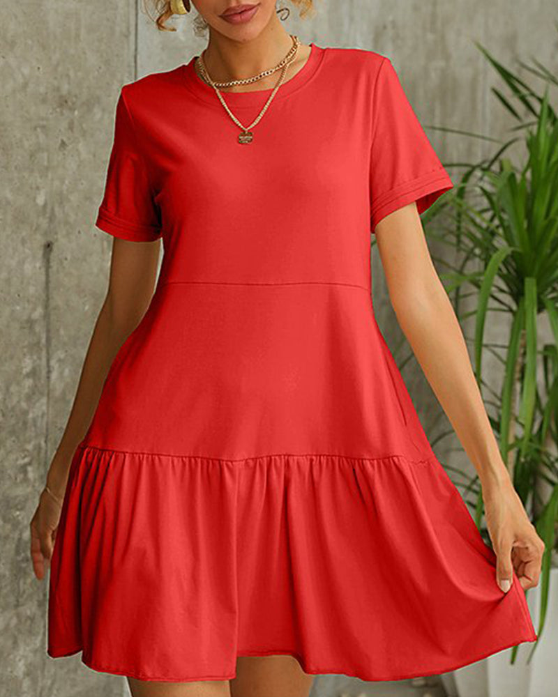 Short sleeve t-shirt dress in solid color