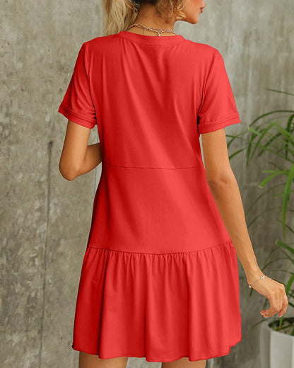 Short sleeve t-shirt dress in solid color