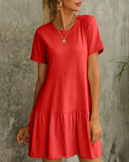 Short sleeve t-shirt dress in solid color