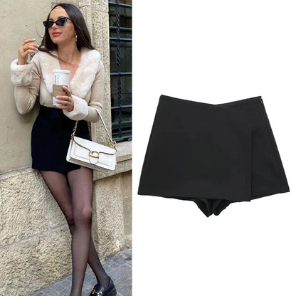 Cosybreezee - Chic High-Waist Asymmetric Skirt Shorts