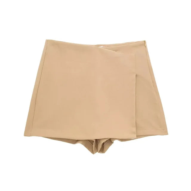 Cosybreezee - Chic High-Waist Asymmetric Skirt Shorts