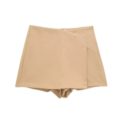 Cosybreezee - Chic High-Waist Asymmetric Skirt Shorts