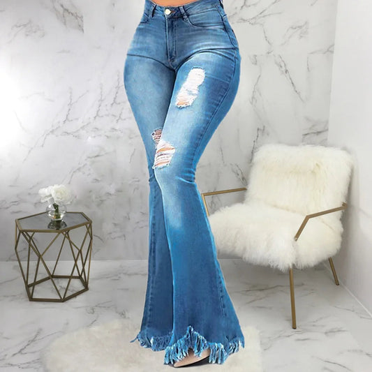 Tassel Ripped Skinny Full Length Vintage Denim Jean