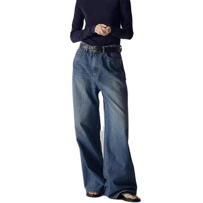 Spring Fall New High-waisted Wide-leg High Quality Long Baggy Y2K Jean