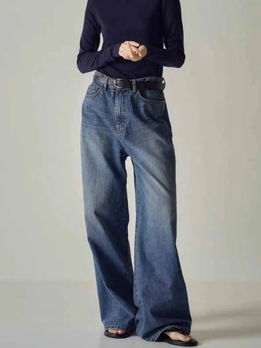 Spring Fall New High-waisted Wide-leg High Quality Long Baggy Y2K Jean