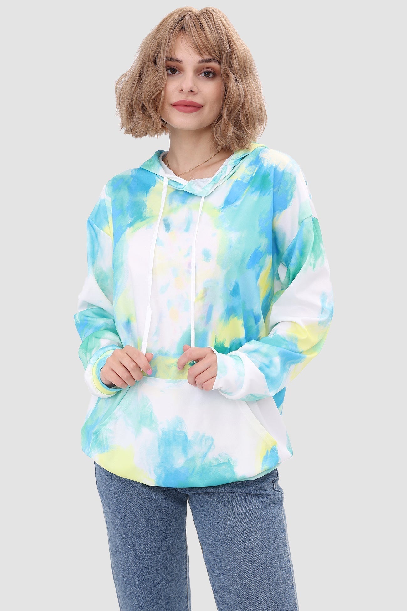 with Tie Hoodie Dye Drawstring