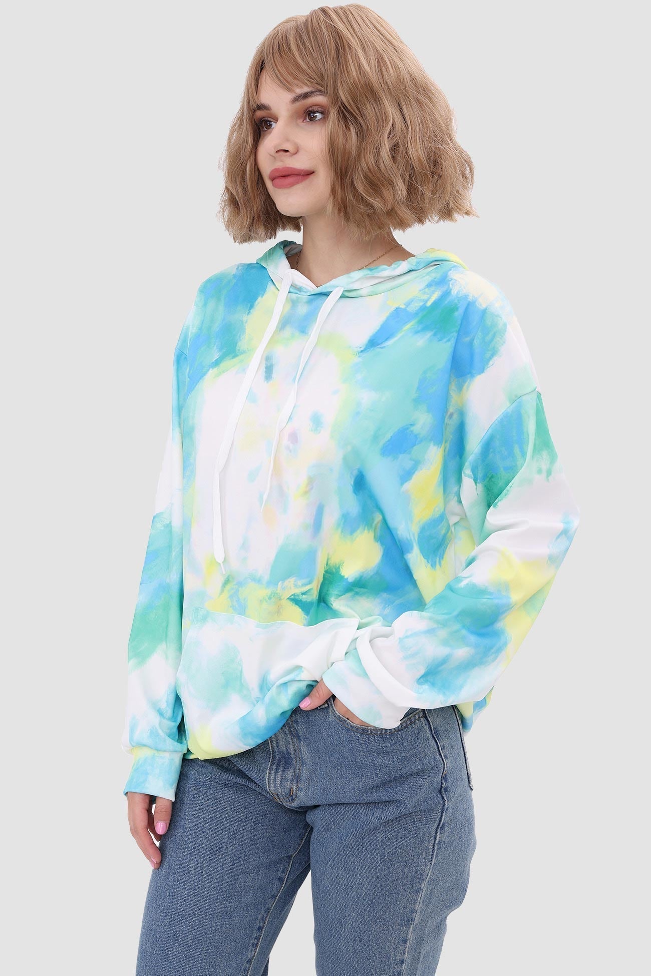 with Tie Hoodie Dye Drawstring