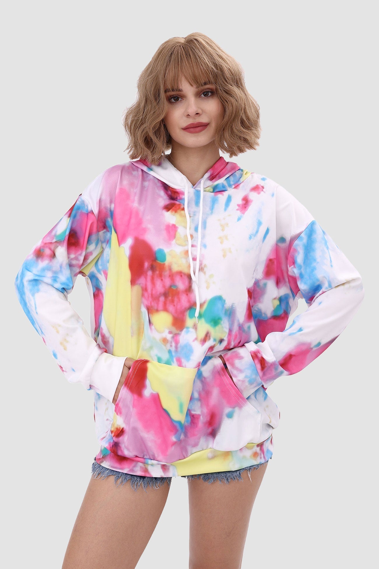 with Tie Hoodie Dye Drawstring